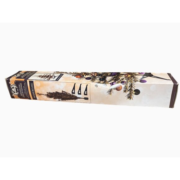 Artificial Halloween Tree With Stand 18 Inch Black and Orange Miniature - Picture 3 of 9